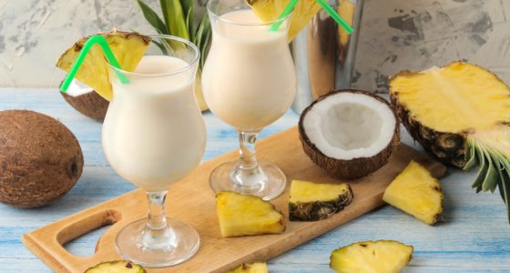 Cocktail,Pina,Colada.,Pina,Colada,Refreshing,Summer,Alcoholic,Cocktail,With