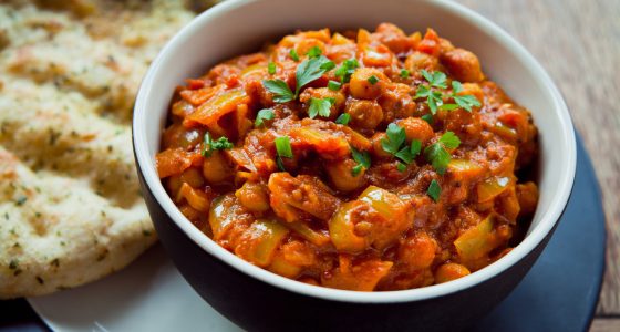 Chana,Masala,With,Naan,Bread,And,Raita, ,Indian,Chickpea